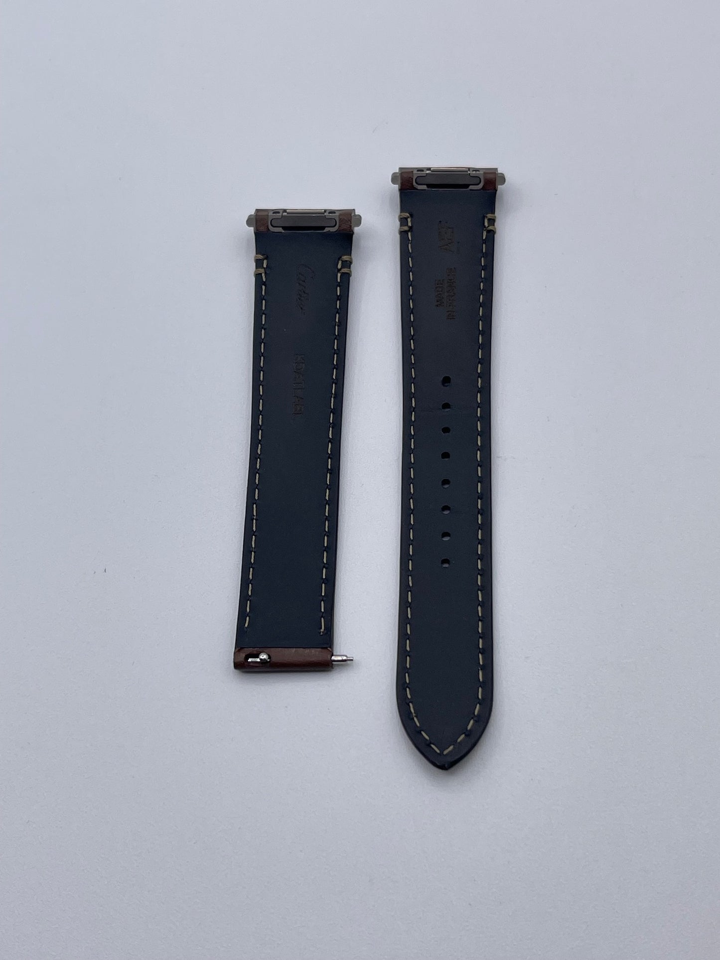 Cartier Santos cinturino orologio pelle marrone scuro ref KDATLABL 19/16mm