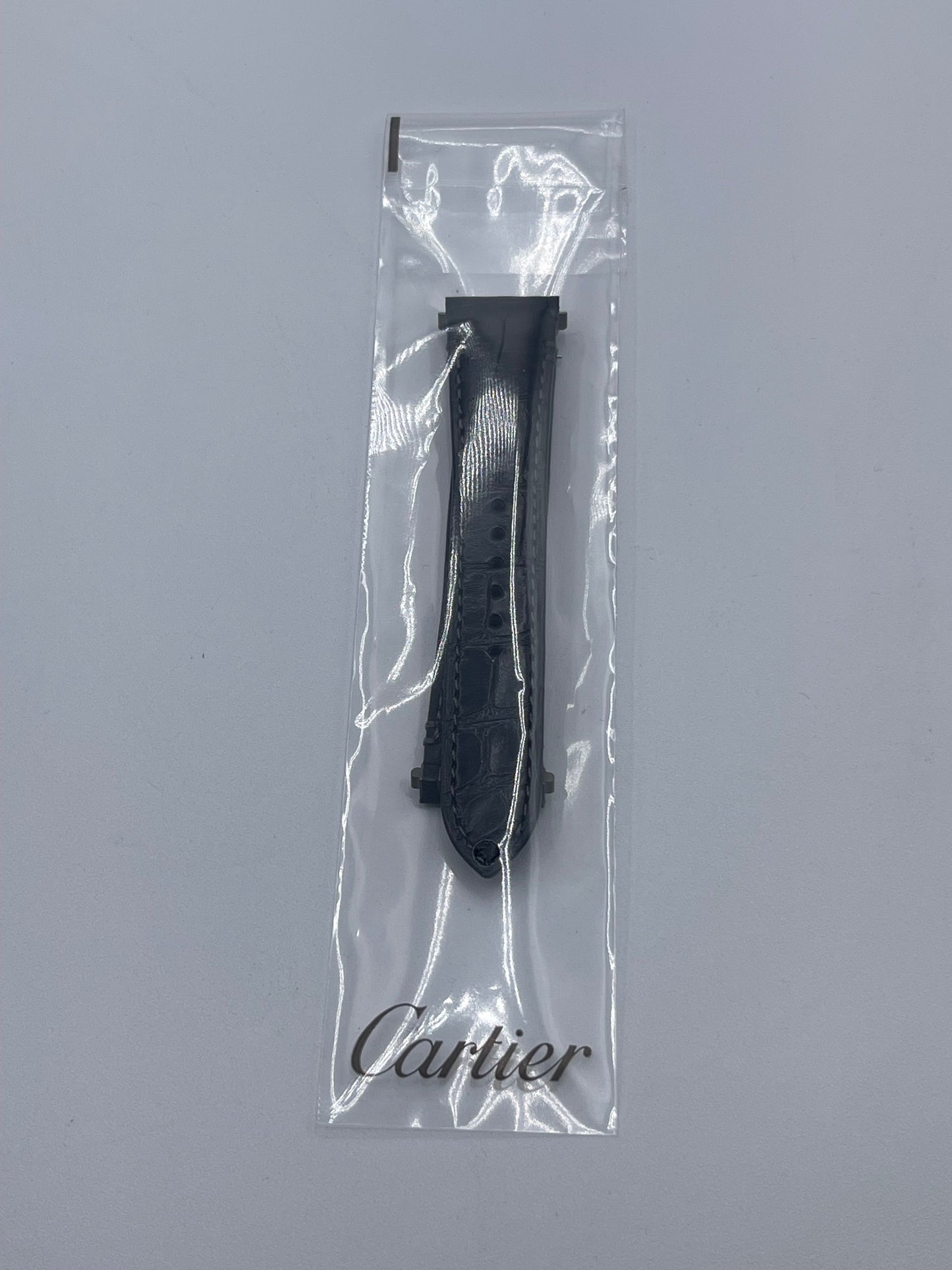 Cartier Santos cinturino orologio pelle alligatore nero black KDATYAKX 18.5/16mm