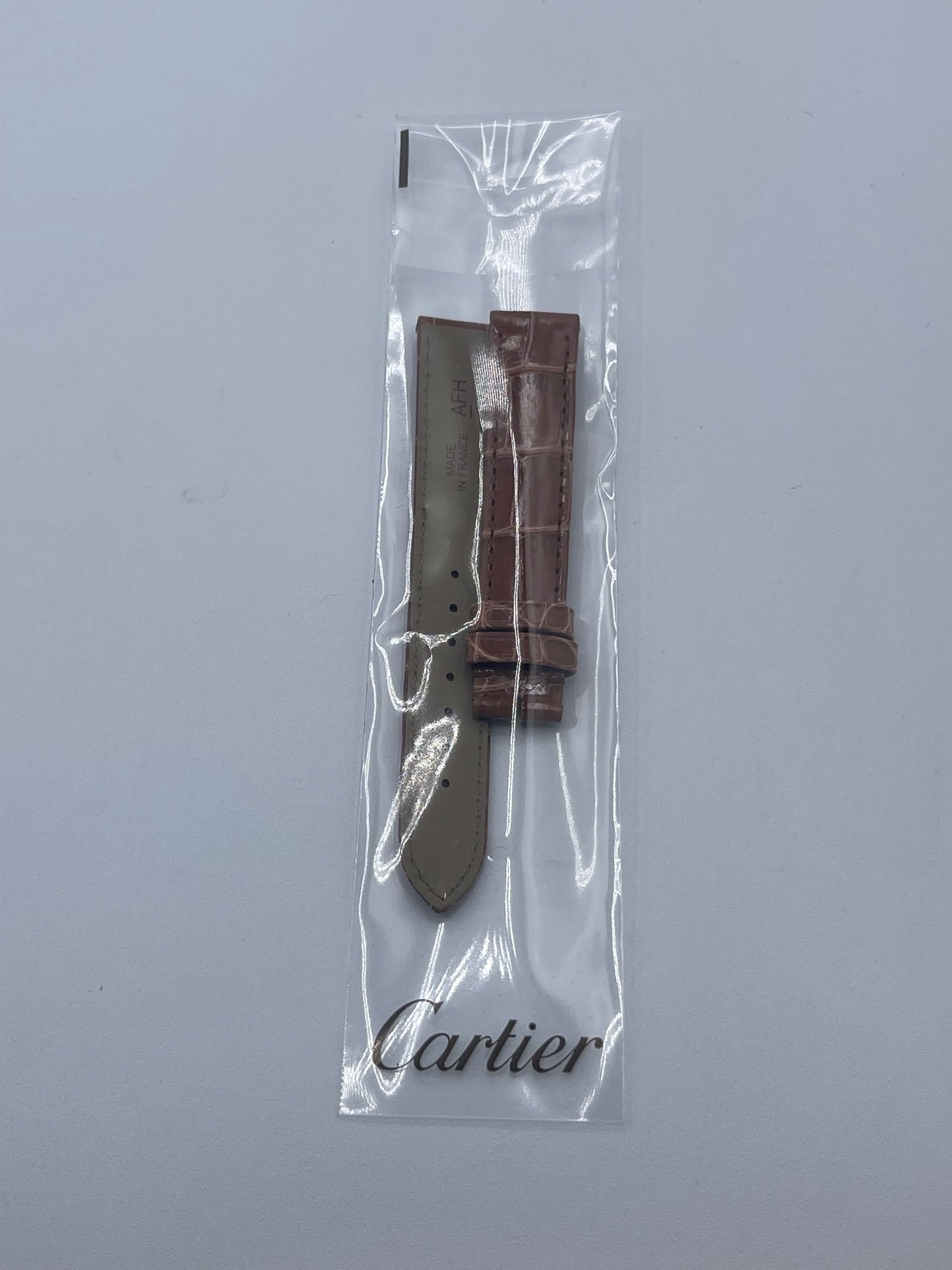 Cartier Tank cinturino orologio pelle alligatore marrone ref. KDB2AN58 15/14mm