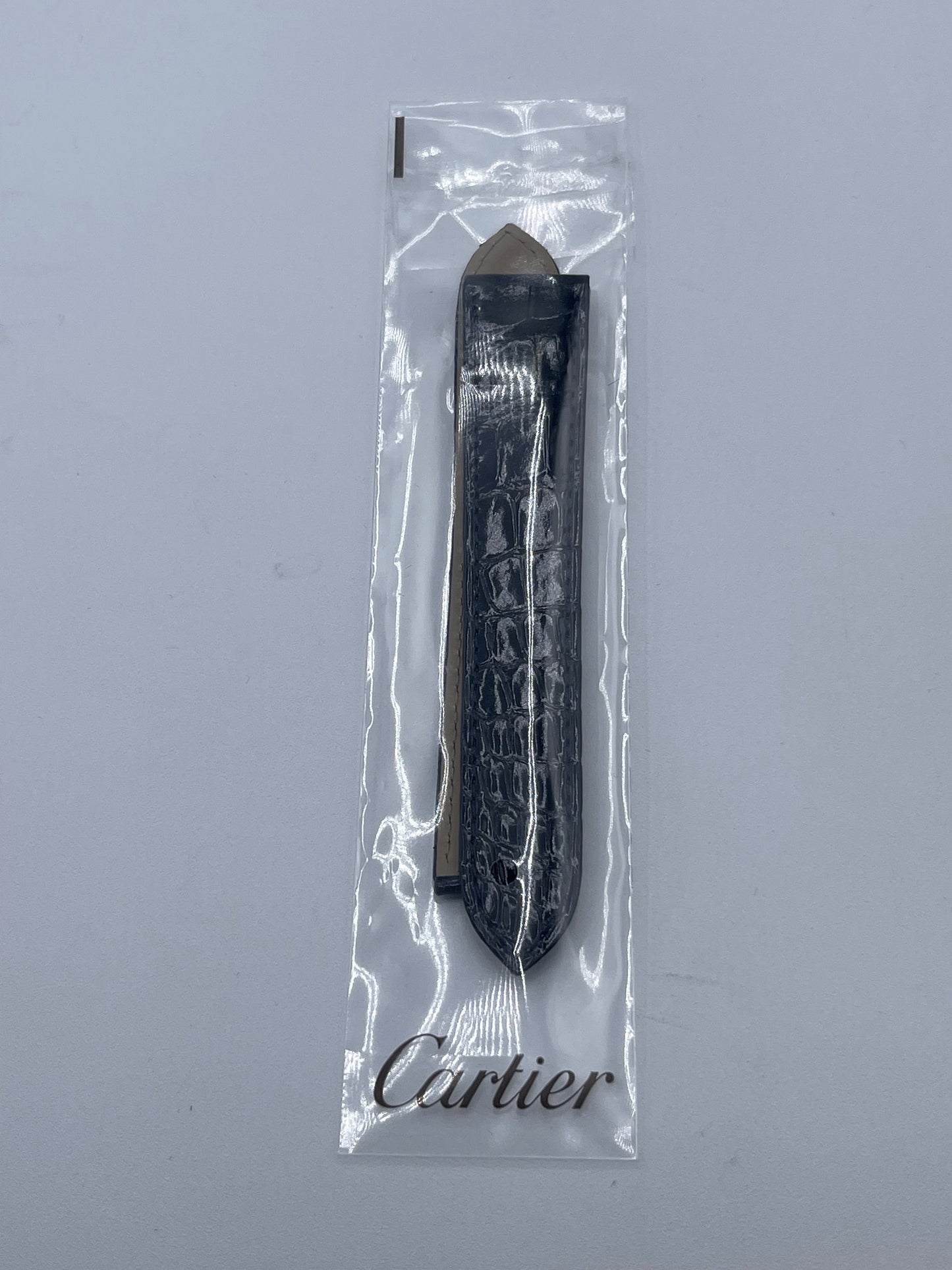 Cartier Tank cinturino orologio pelle alligatore blu ref. KD98JN76 20/18mm