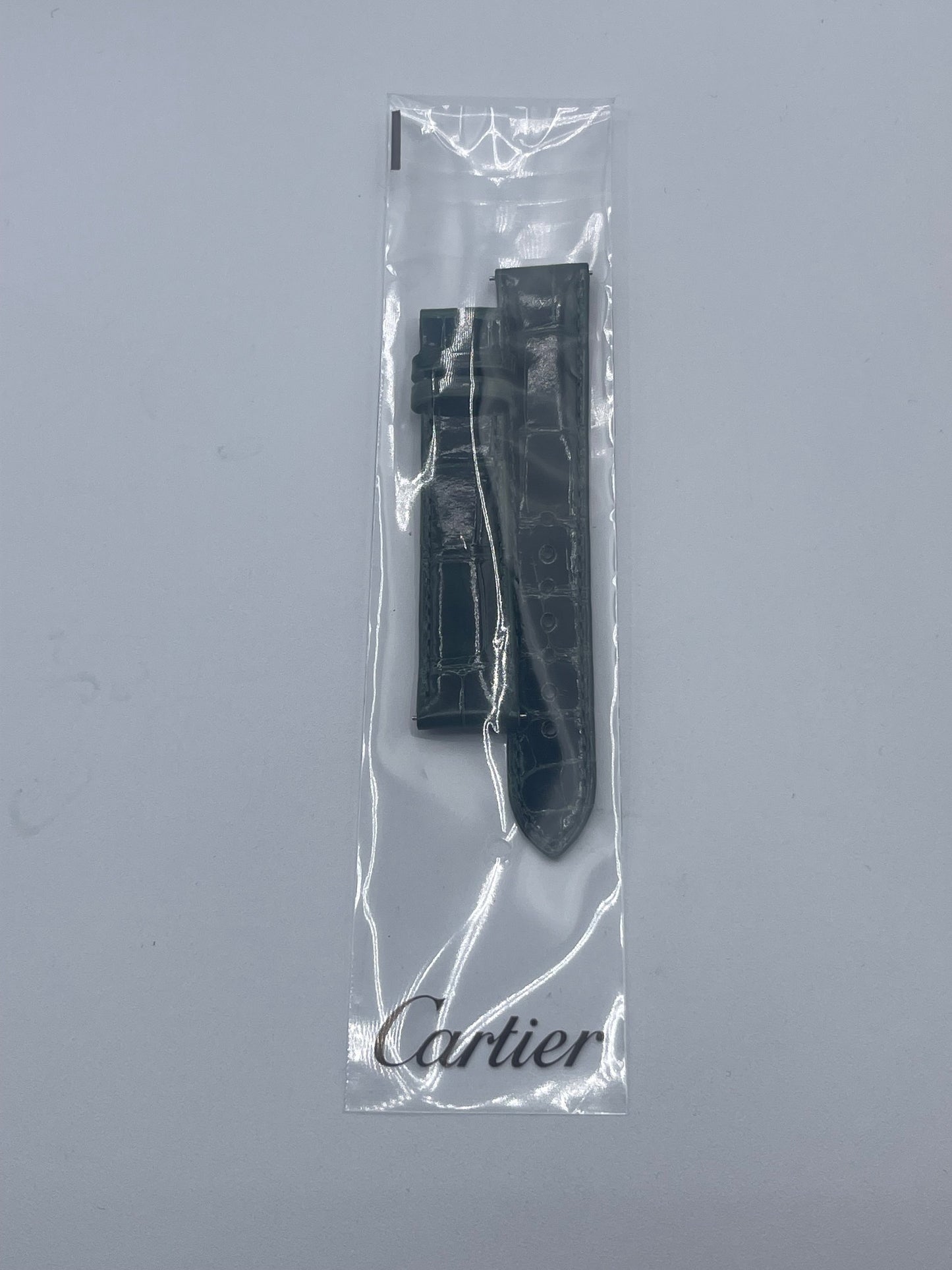 Cartier Tank cinturino alligatore verde green alligator KD8SAP49 16/14mm