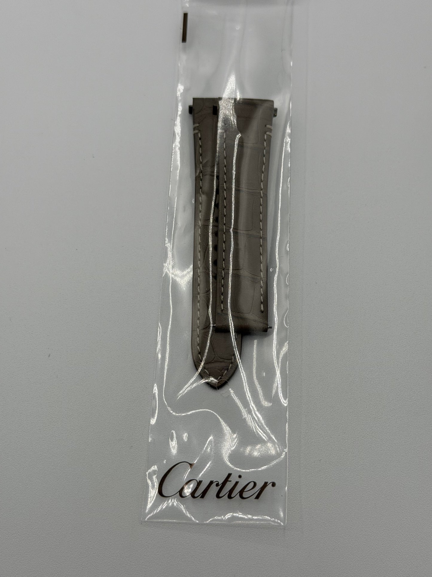 Cartier Santos cinturino orologio pelle alligatore grigio grey KDATYAGX 18.5/16
