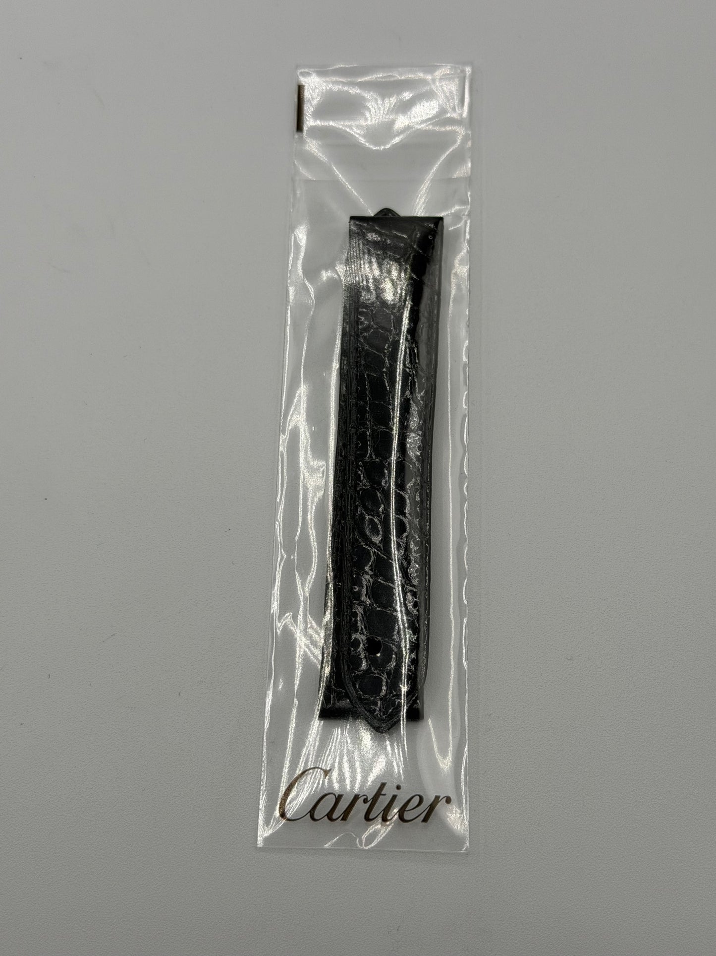 Cartier Tank cinturino orologio pelle alligatore nero ref. KD98JT19 20/18mm