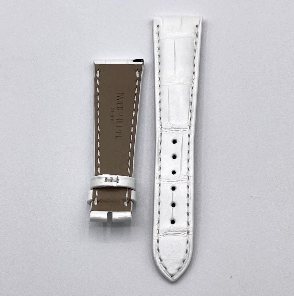 Patek Philippe cinturino alligatore bianco white alligator strap 19/14mm