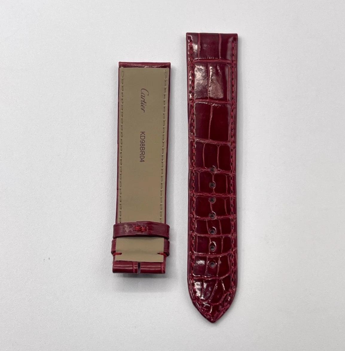 Cartier Tank GM cinturino alligatore rosso red leather KD98BR04 21/19mm