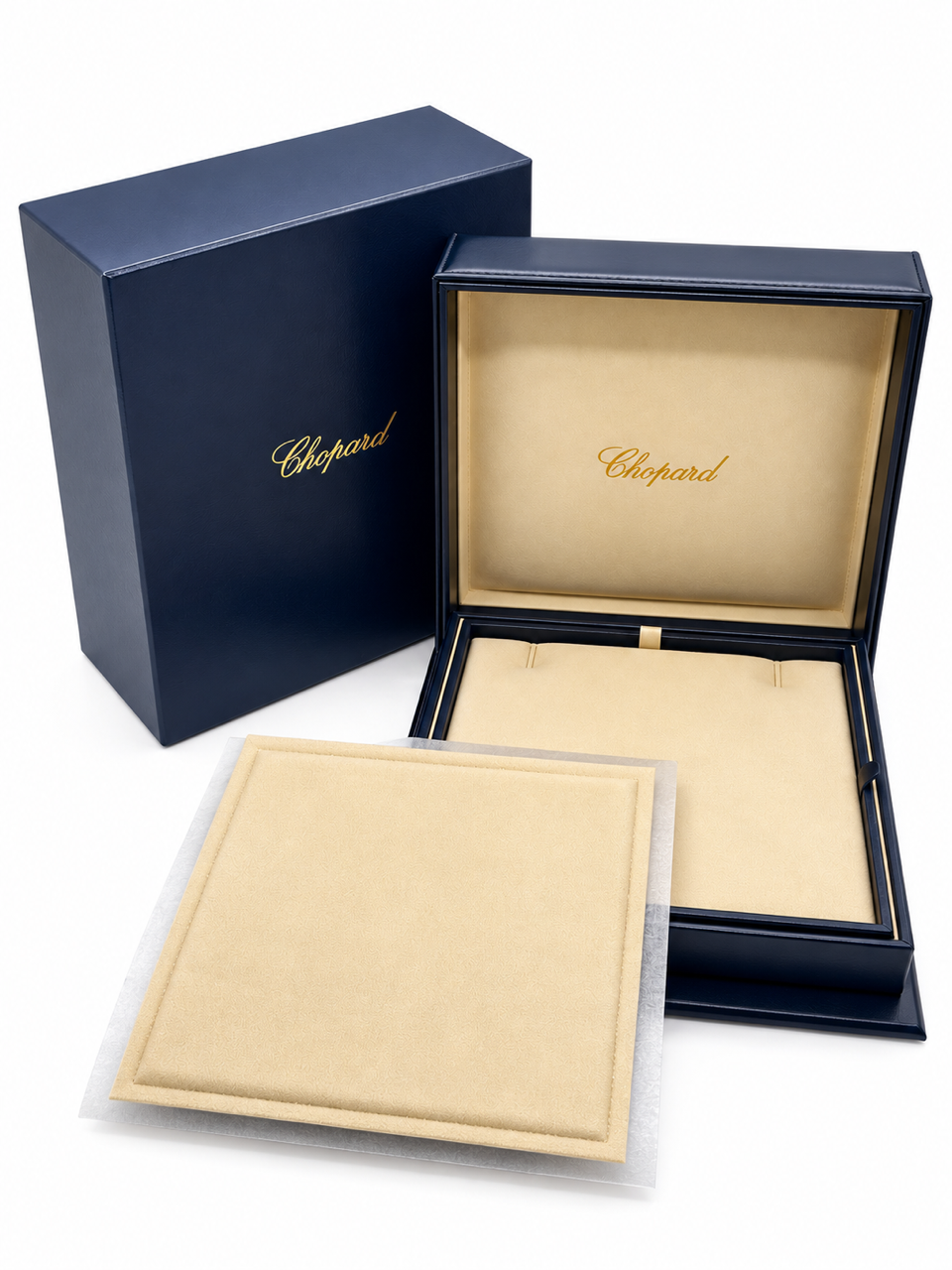 Chopard scatola collana pendente pendant necklace pelle blu blue leather