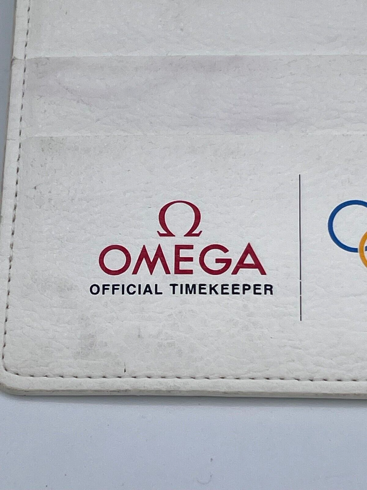 Omega porta garanzia warranty holder Olimpiadi Olympic Games pelle bianca