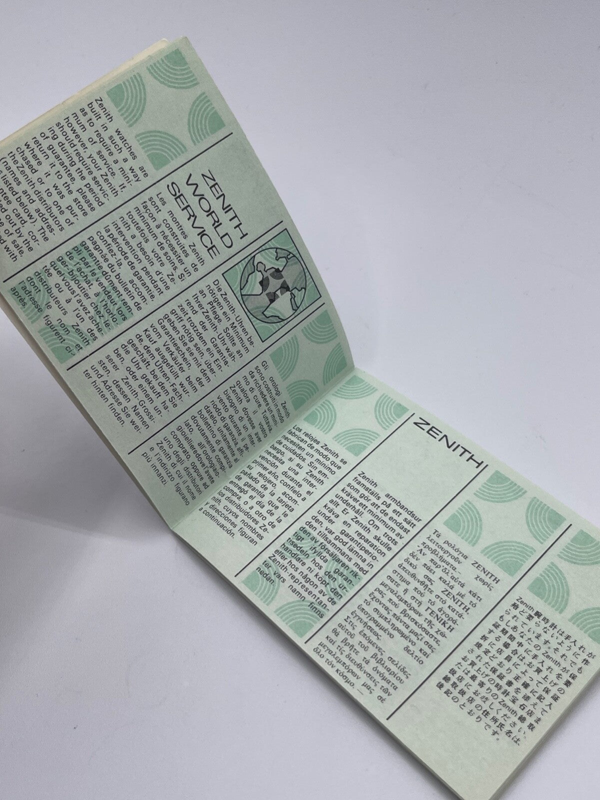 Zenith libretto "world service" watch booklet anni '80 years