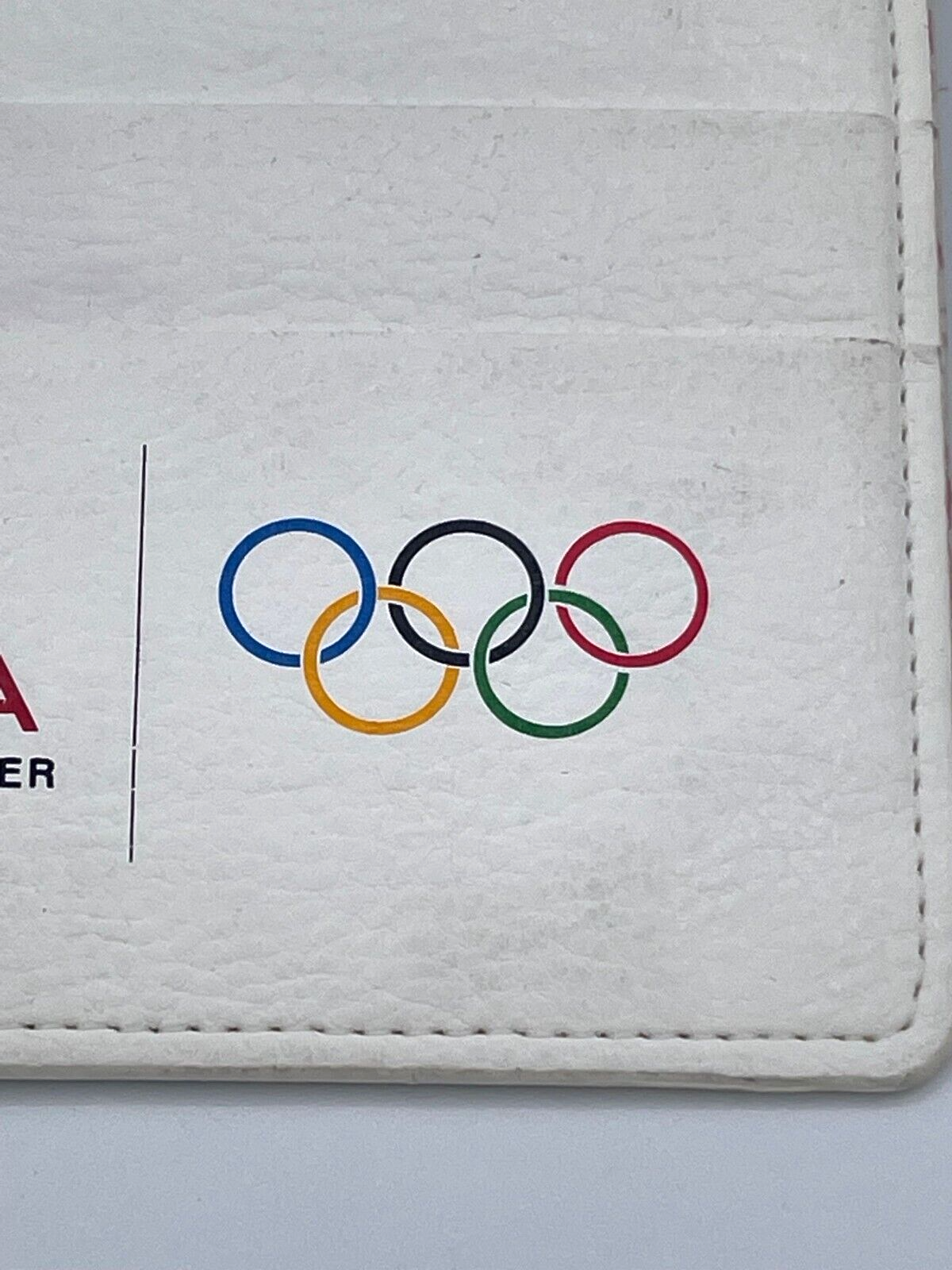 Omega porta garanzia warranty holder Olimpiadi Olympic Games pelle bianca