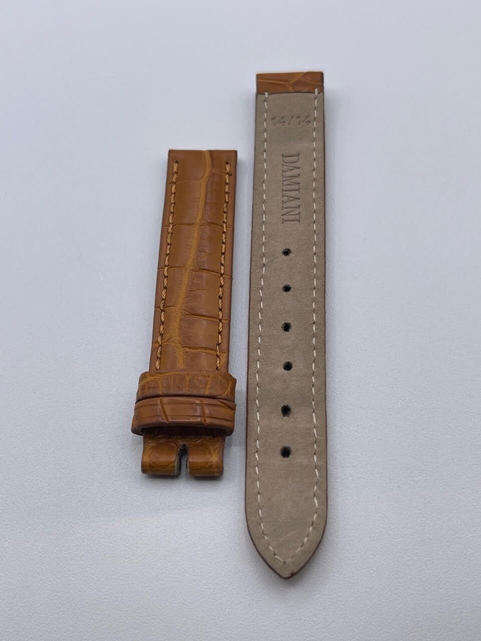 Damiani cinturino orologio watch strap pelle coccodrillo marrone 14/14mm