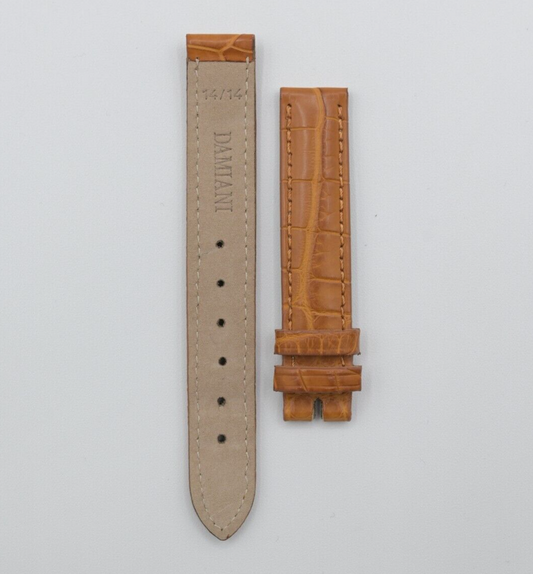 Damiani cinturino orologio watch strap pelle coccodrillo marrone 14/14mm