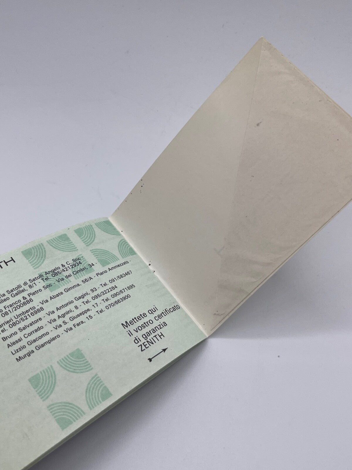 Zenith libretto "world service" watch booklet anni '80 years