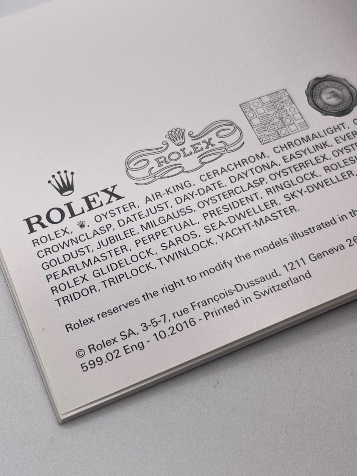 Rolex Submariner Date libretto corredo orologio watch booklet 10.2016 inglese
