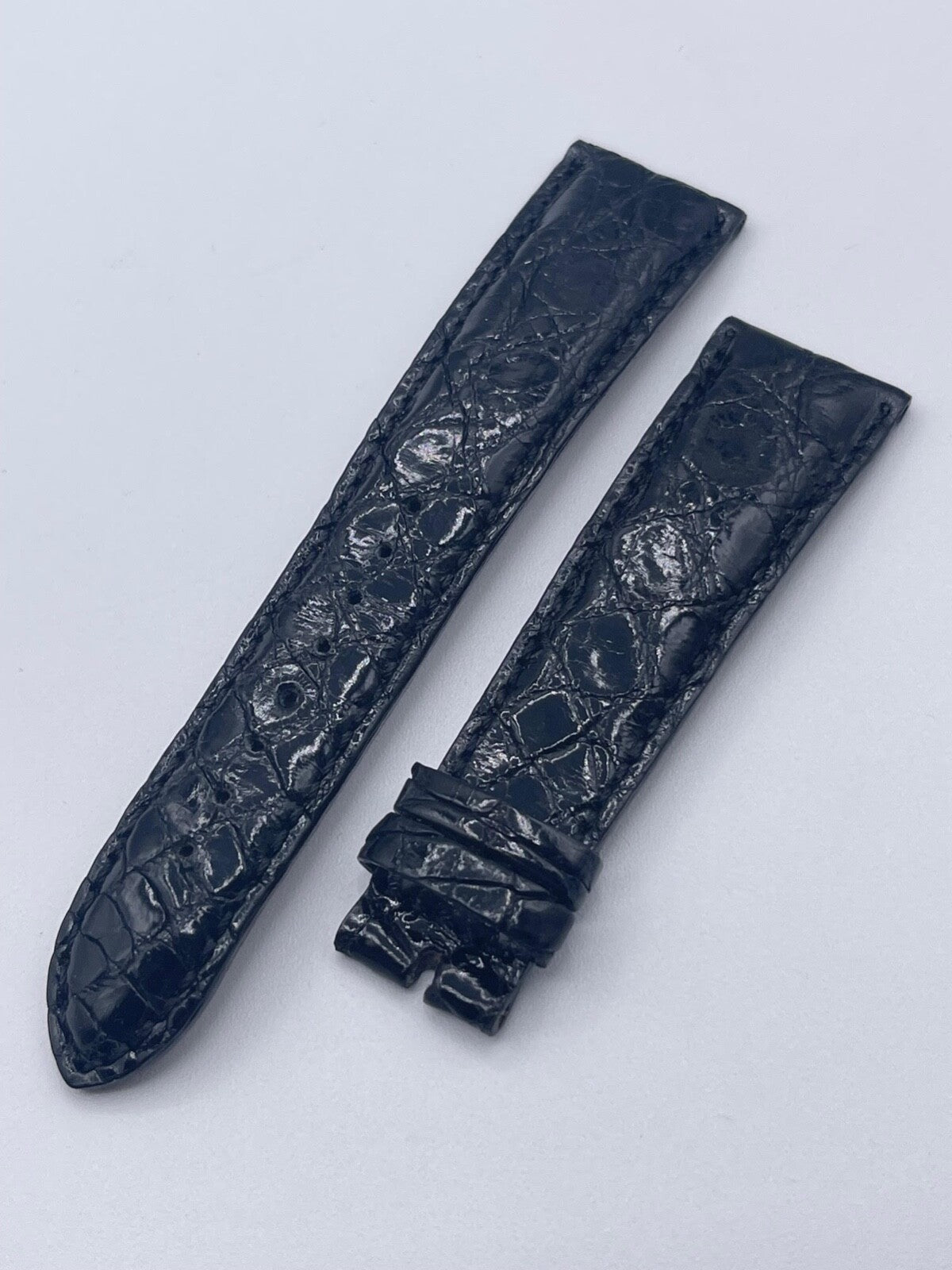 Wyler Vetta cinturino orologio watch strap pelle coccodrillo nero 22/18