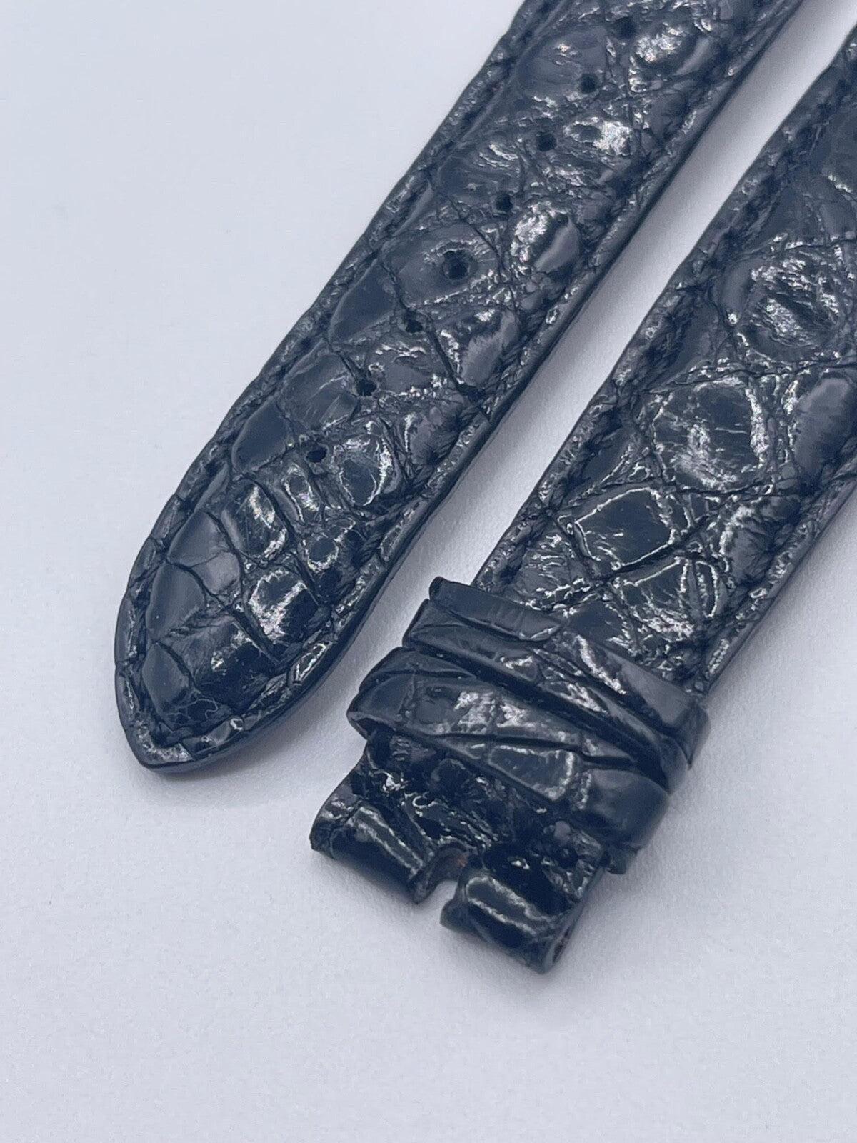 Wyler Vetta cinturino orologio watch strap pelle coccodrillo nero 22/18