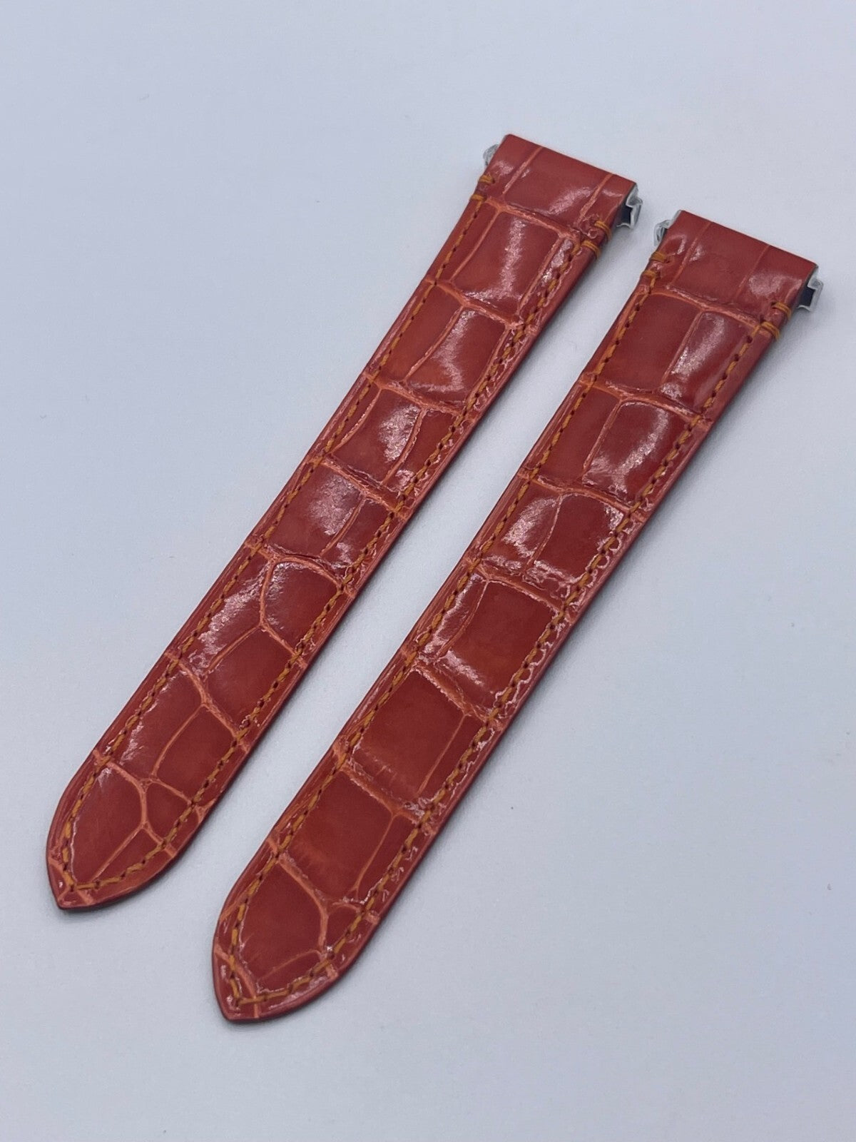 Cartier Santos cinturino orologio strap pelle alligatore arancione 19mm KD7HJAEY