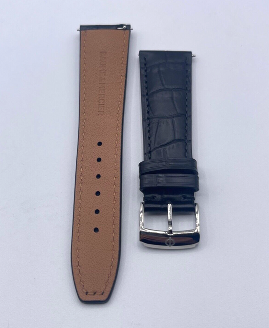 Baume & Mercier Clifton cinturino strap orologio pelle nero BLSA 22mm + fibbia