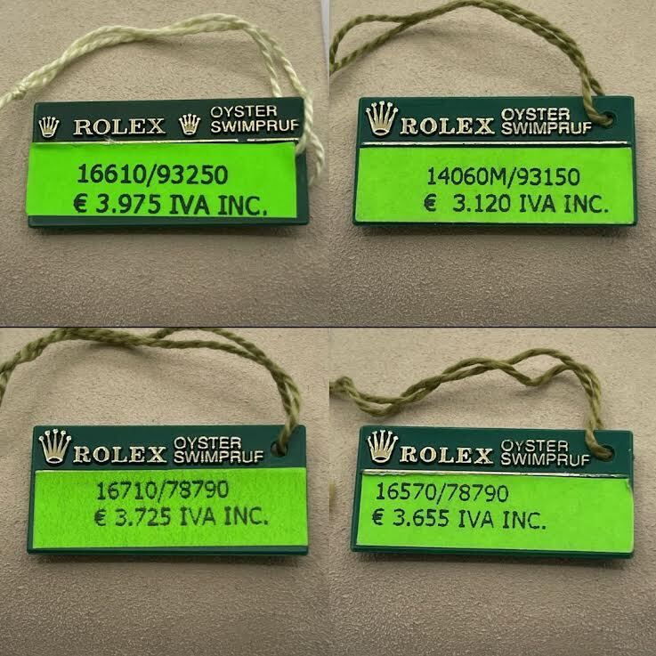 Rolex Submariner Datejust Gmt Yacht Master Oyster cartellino prezzo price tag