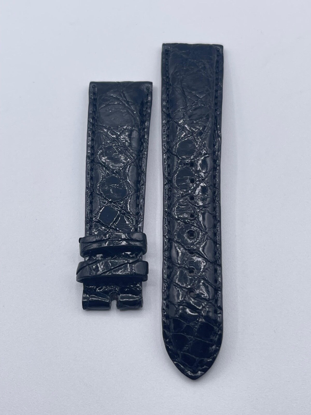 Wyler Vetta cinturino orologio watch strap pelle coccodrillo nero 22/18