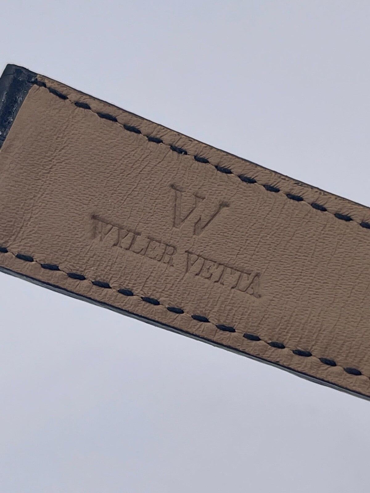 Wyler Vetta cinturino orologio watch strap pelle coccodrillo nero 22/18