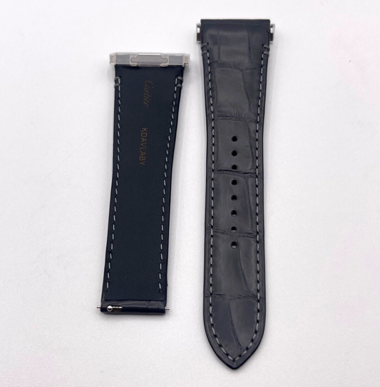 Cartier Santos cinturino orologio strap pelle alligatore grigio KDAVLABY 23/18mm