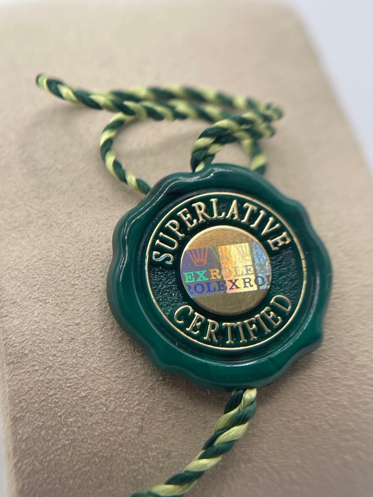 Rolex tag sigillo seal ceralacca verde green " Superlative Certified " originale
