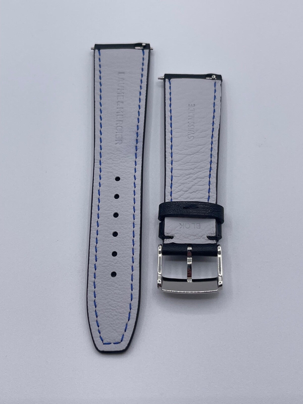 Baume & Mercier Clifton cinturino strap orologio pelle nero BLQK 22mm + fibbia