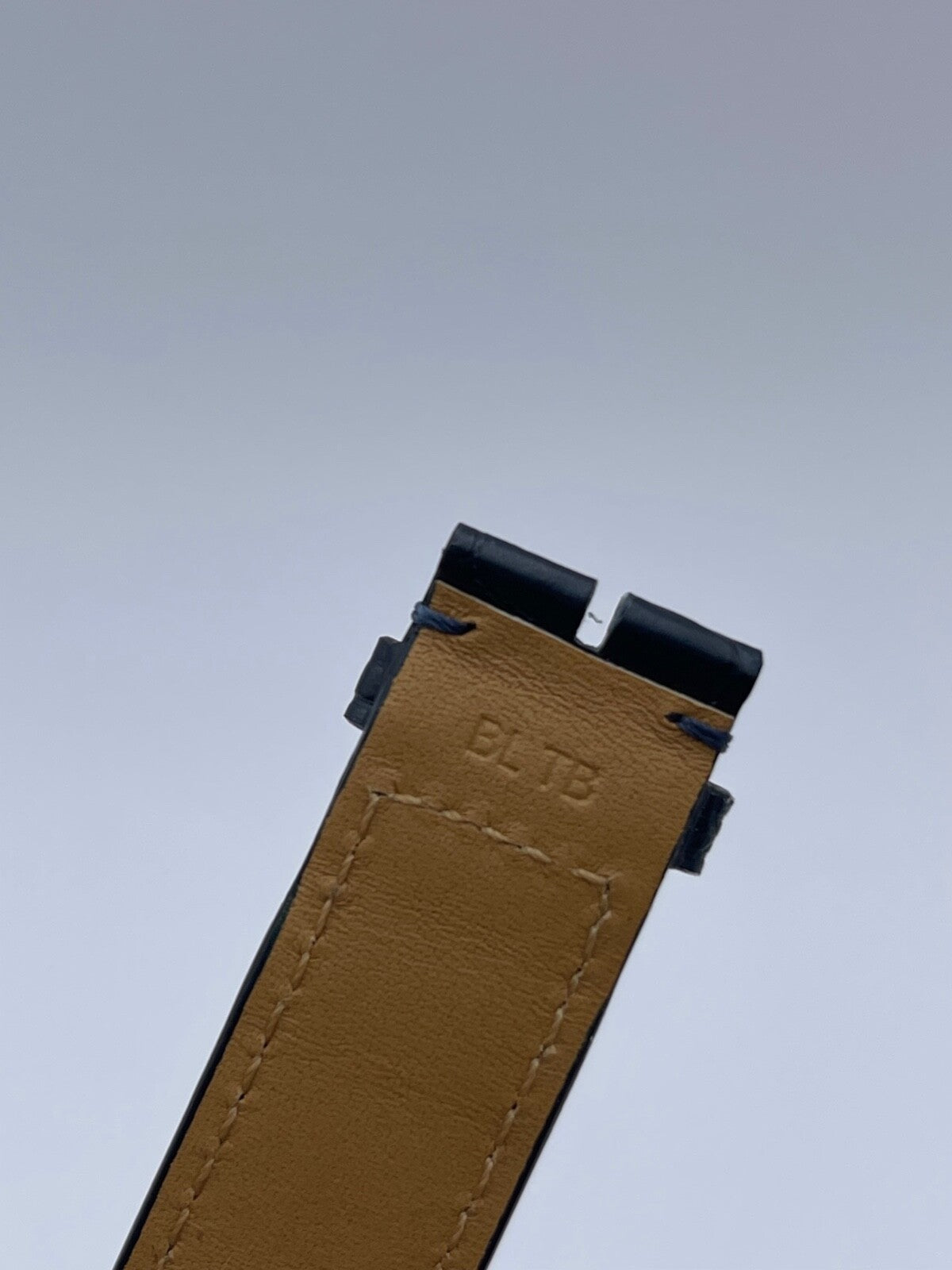 Baume & Mercier Hampton cinturino orologio watch strap alligatore blu 19/18mm