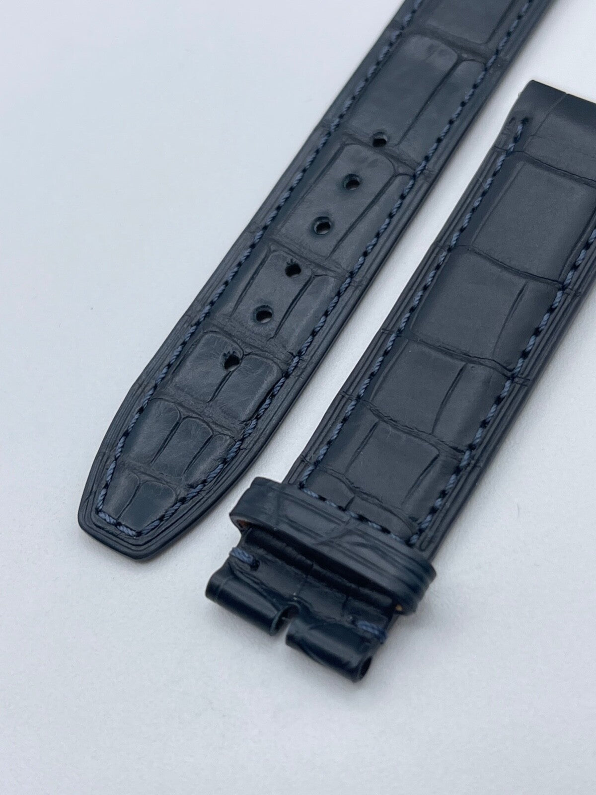 Baume & Mercier Hampton cinturino orologio watch strap alligatore blu 19/18mm