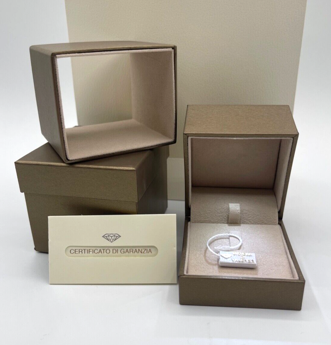 Set scatola anello / orecchini ring /earrings + certificato + price tag gioielli