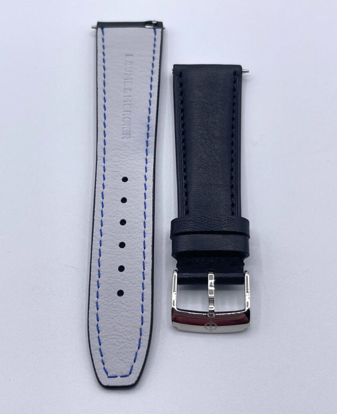 Baume & Mercier Clifton cinturino strap orologio pelle nero BLQK 22mm + fibbia