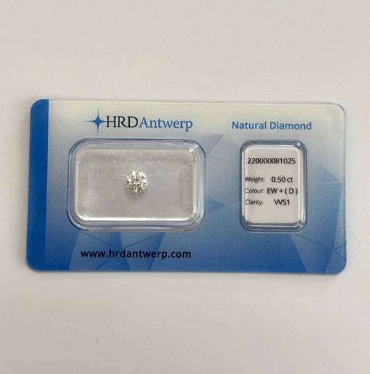Diamante 0.50ct D VVS1 certificato HRD certified diamond report 220000081025