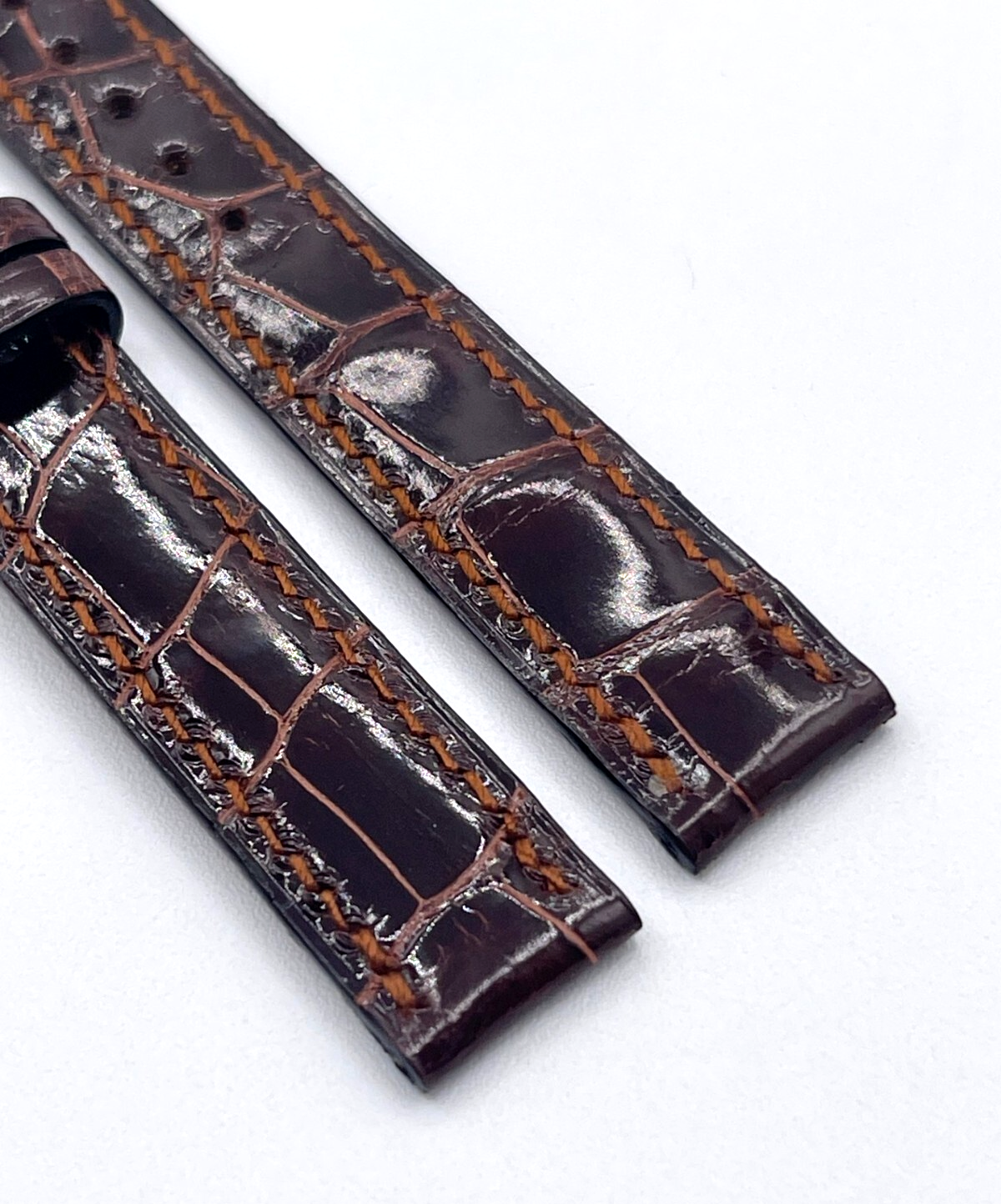 Bulgari Bvlgari cinturino orologio watch strap pelle alligatore marrone 14 mm