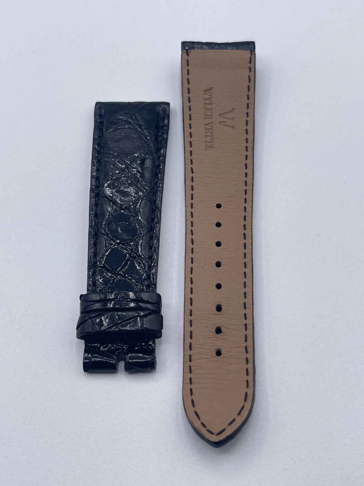 Wyler Vetta cinturino orologio watch strap pelle coccodrillo nero 22/18
