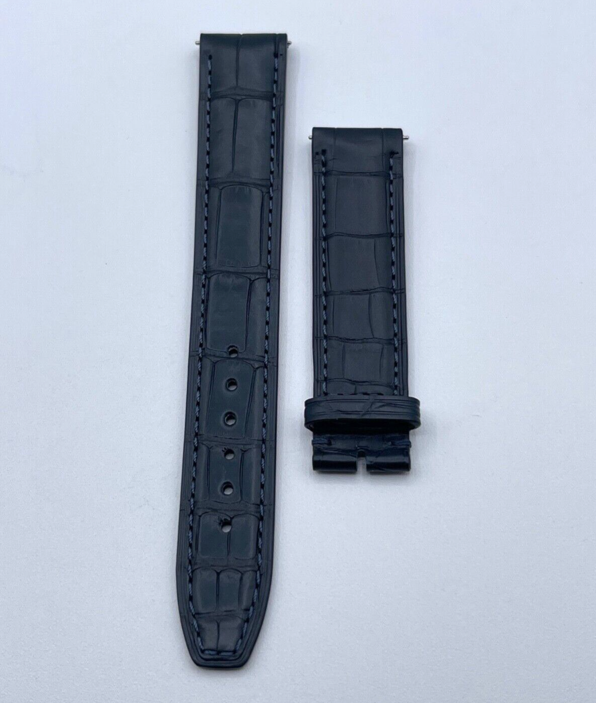 Baume & Mercier Hampton cinturino orologio watch strap alligatore blu 19/18mm