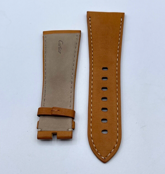 Cartier Divan GM cinturino orologio watch strap pelle marrone leather 29/22mm