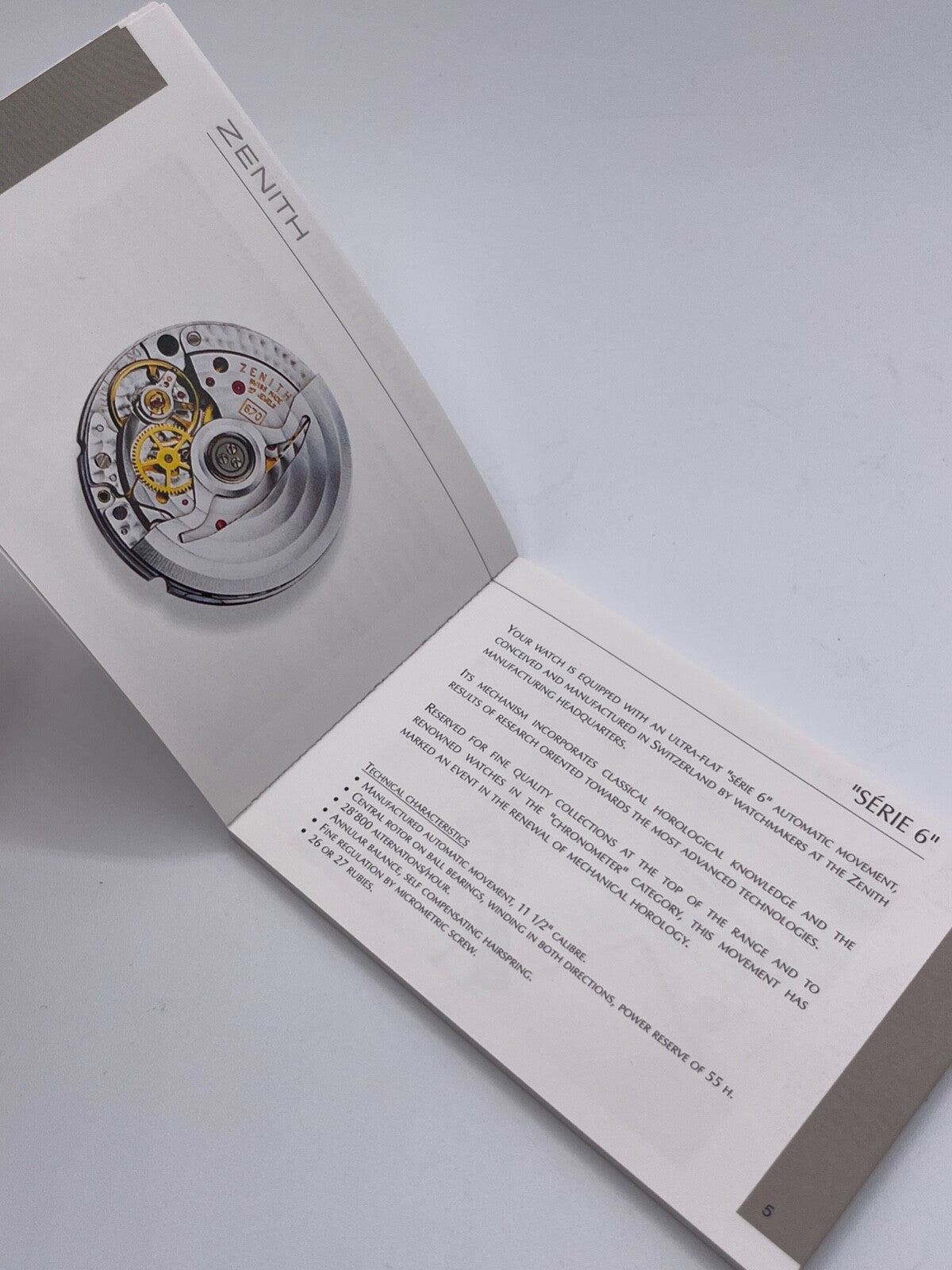 Zenith Elite Stellina "serie 6" libretto istruzioni instruction booklet