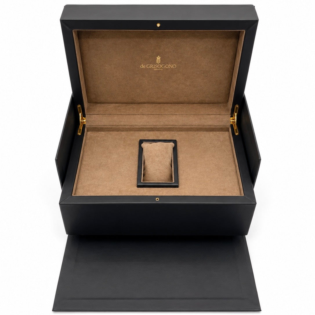 de Grisogono scatola orologio watch box pelle nera black leather