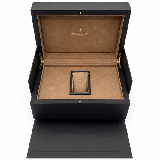 de Grisogono scatola orologio watch box pelle nera black leather