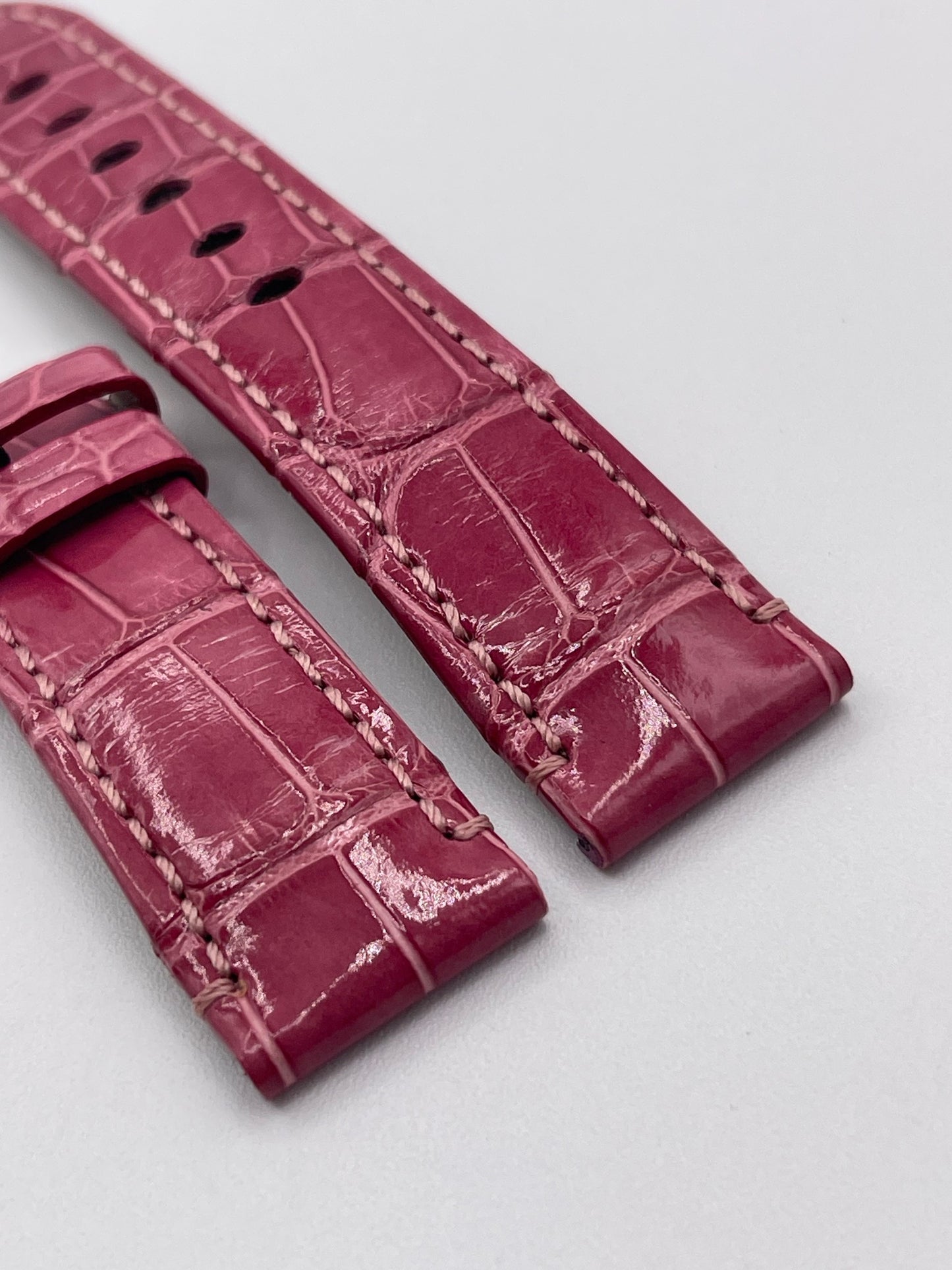 Panerai Luminor Due cinturino orologio alligatore rosa rose watch strap 20/18 mm