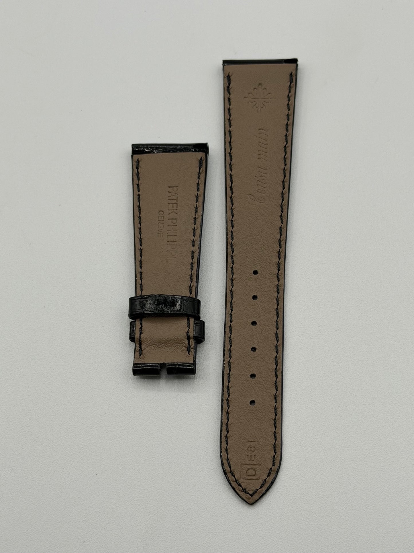 Patek Philippe cinturino alligatore nero lucido black alligator strap 21/16mm