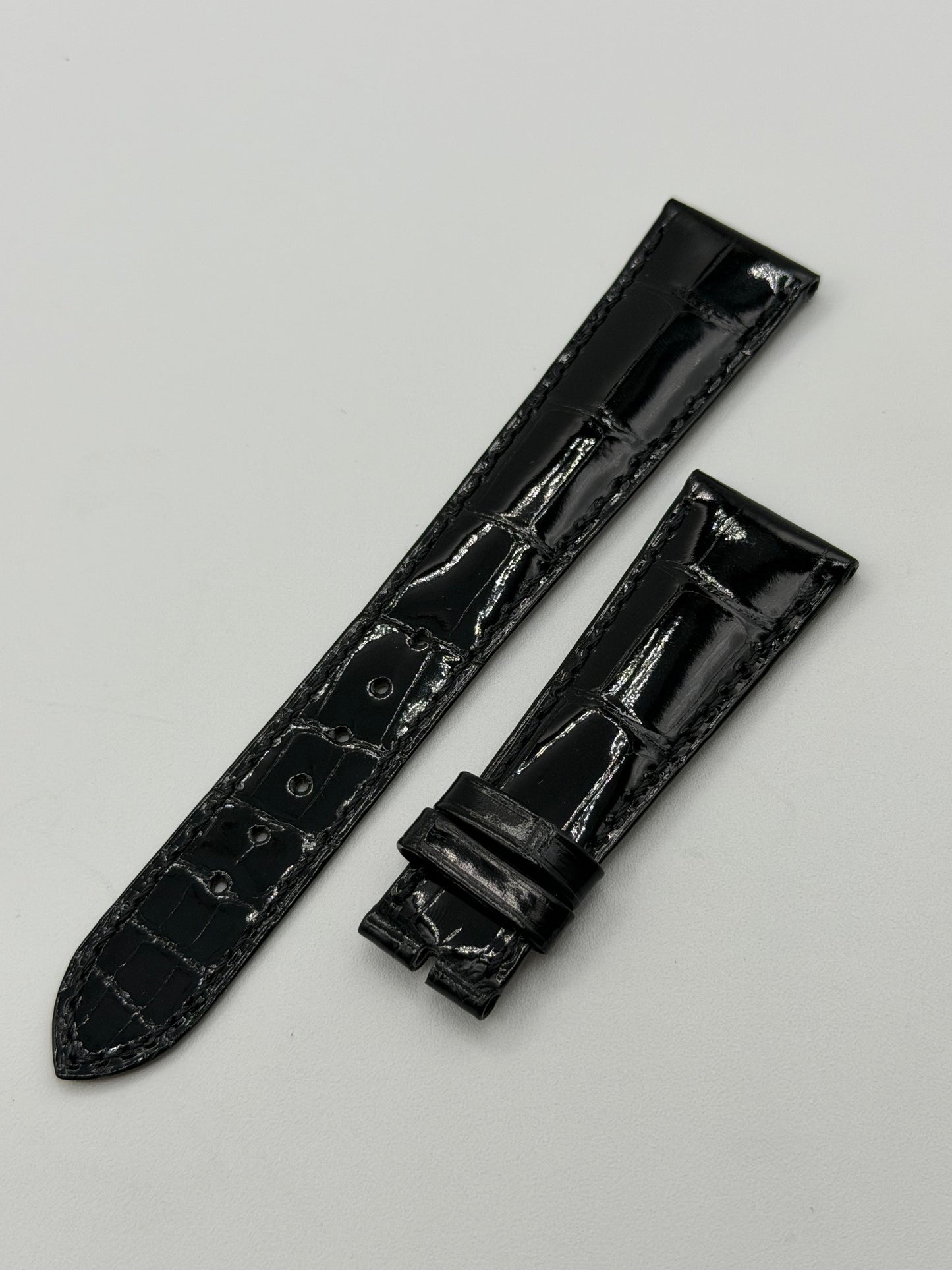 Patek Philippe cinturino alligatore nero lucido black alligator strap 21/16mm