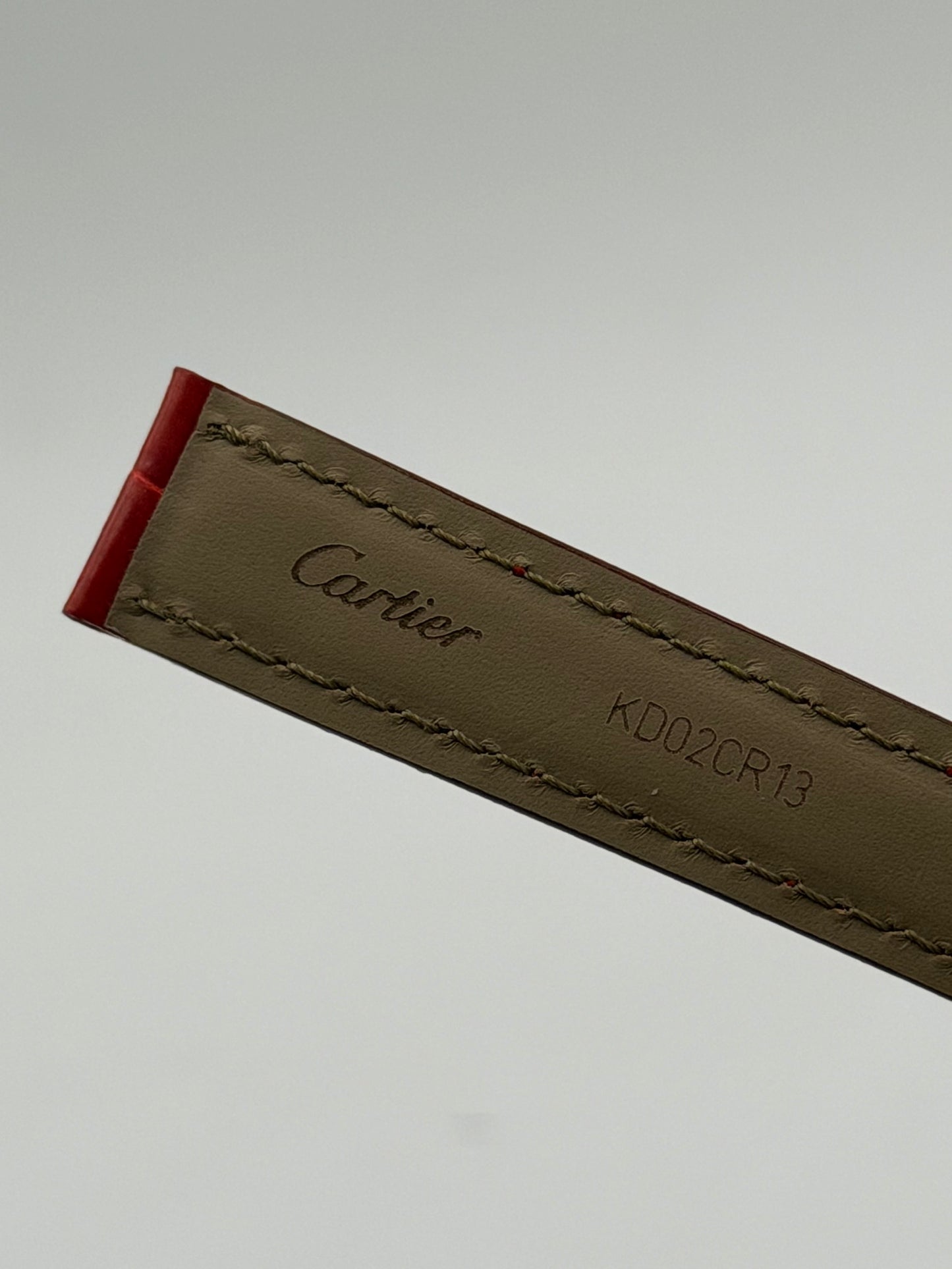 Cartier cinturino orologio pelle alligatore rosso KD02CR13 16/14mm