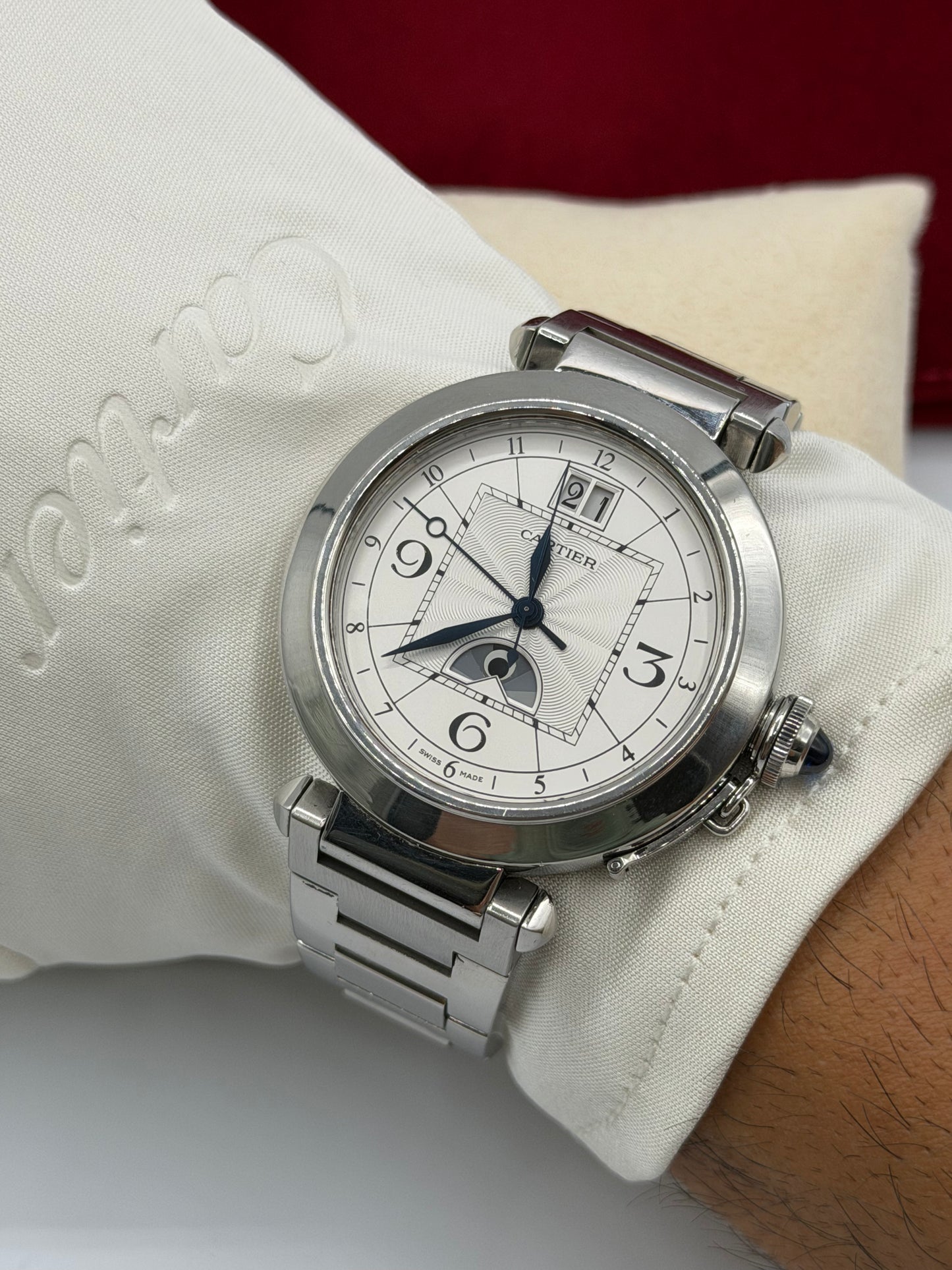Cartier Pasha GMT Moonphase 42mm acciaio steel ref.2938 calibro 8011MC anno 2010