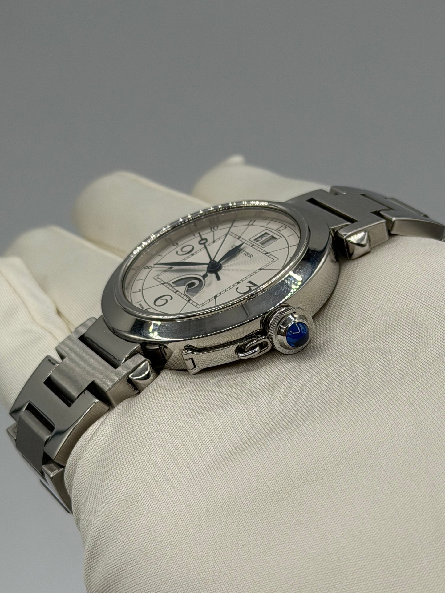 Cartier Pasha GMT Moonphase 42mm acciaio steel ref.2938 calibro 8011MC anno 2010