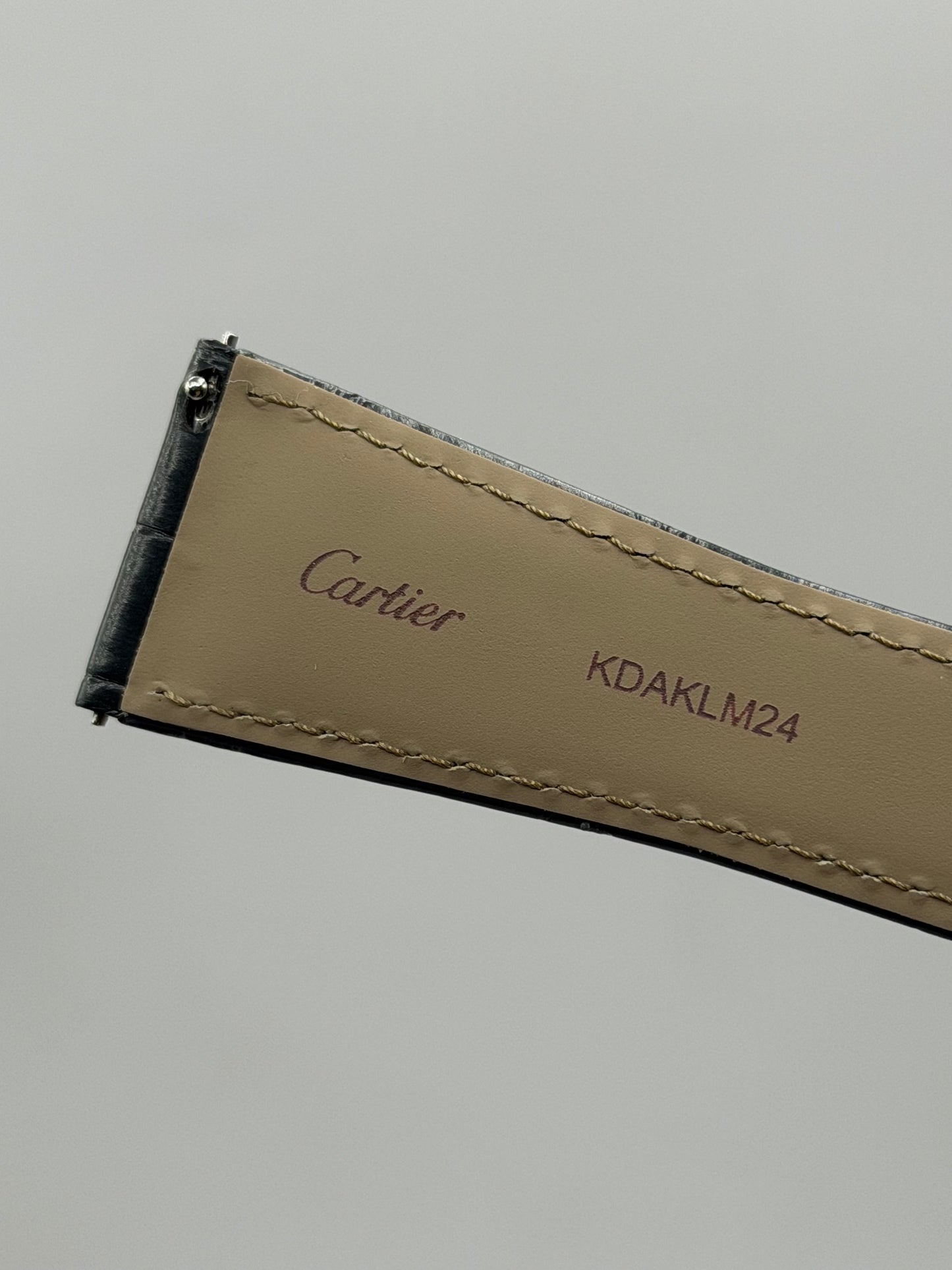 Cartier Rotonde cinturino orologio pelle alligatore grigio grey KDAKLM24 24/18mm