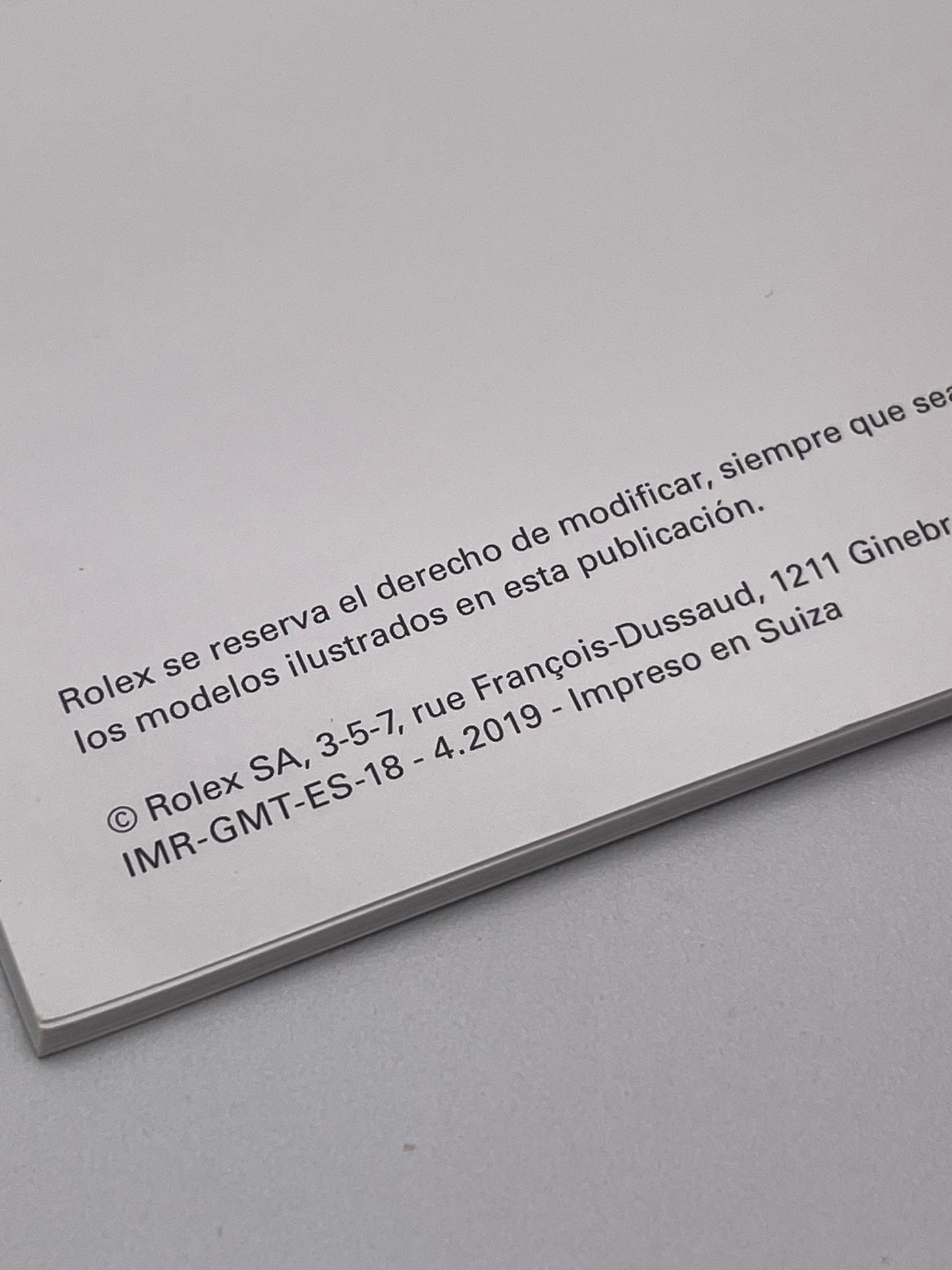 Rolex Gmt-Master II libretto corredo orologio watch booklet 4.2018 spagnolo