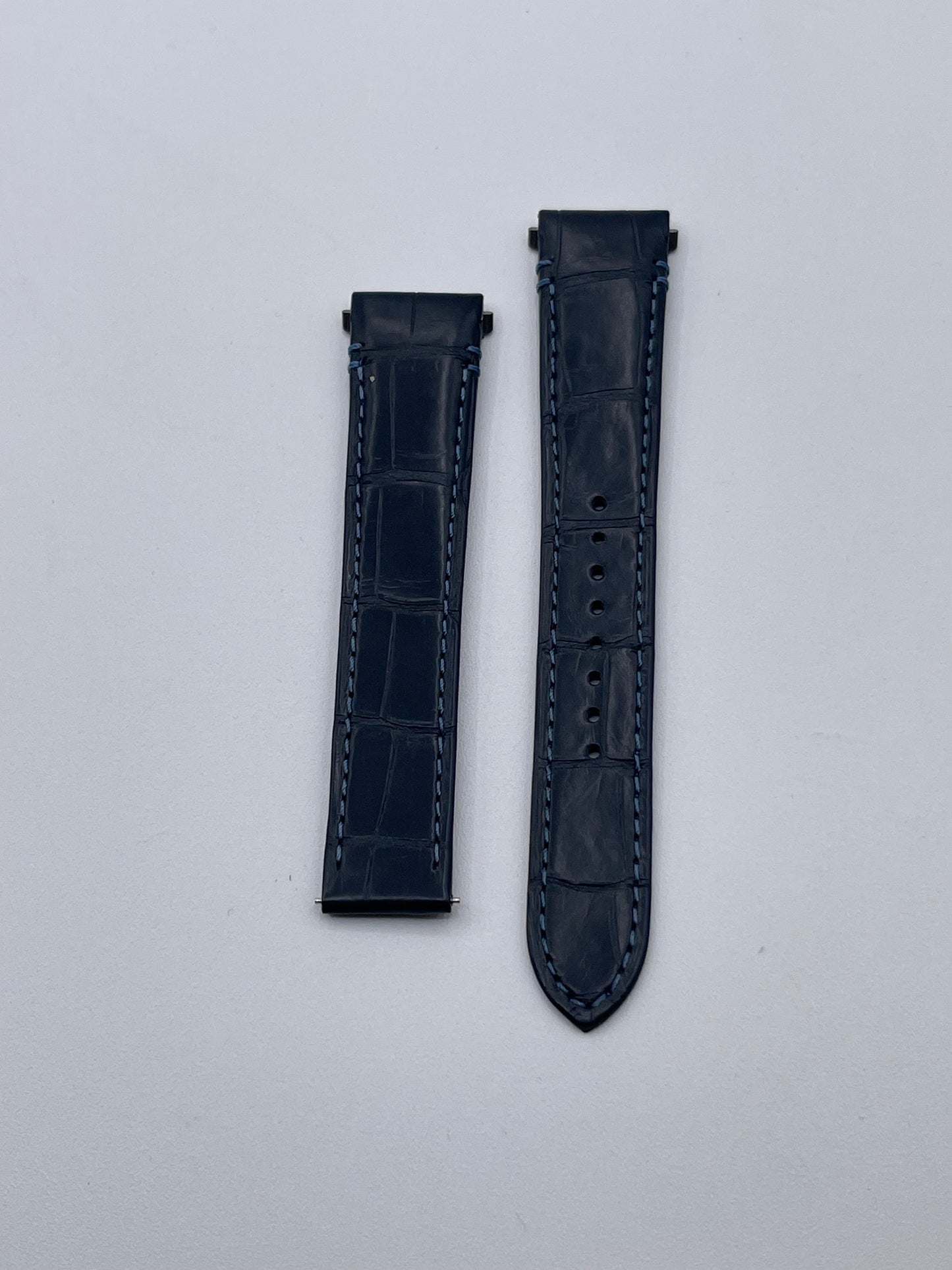 Cartier Santos cinturino orologio pelle alligatore blu ref KDATLAHA 19/16mm