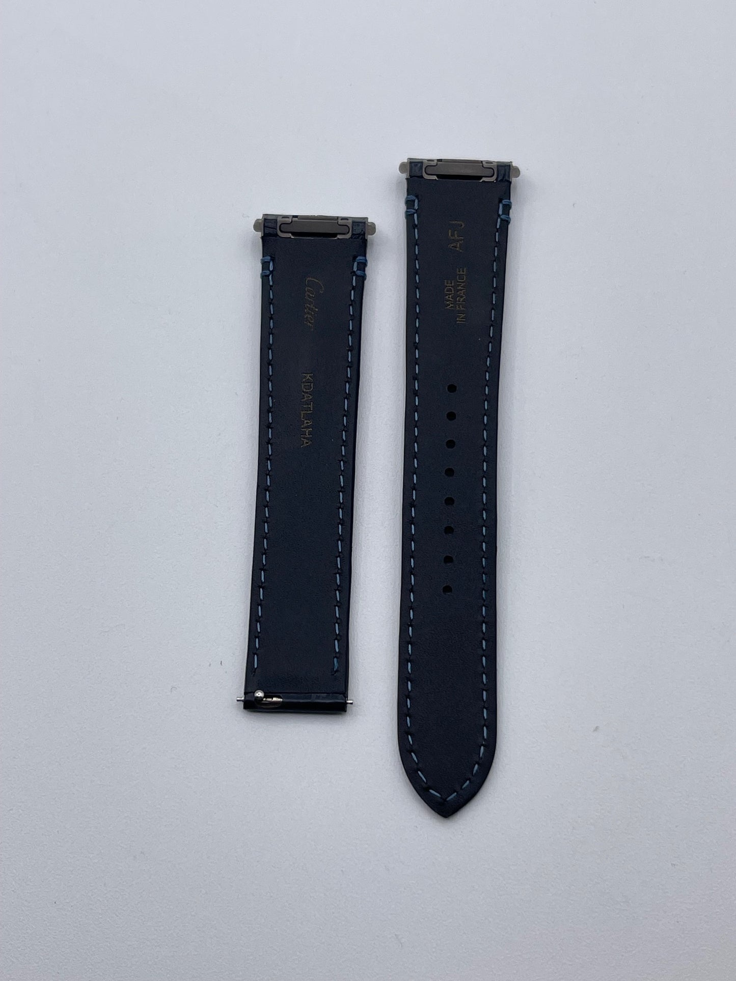 Cartier Santos cinturino orologio pelle alligatore blu ref KDATLAHA 19/16mm