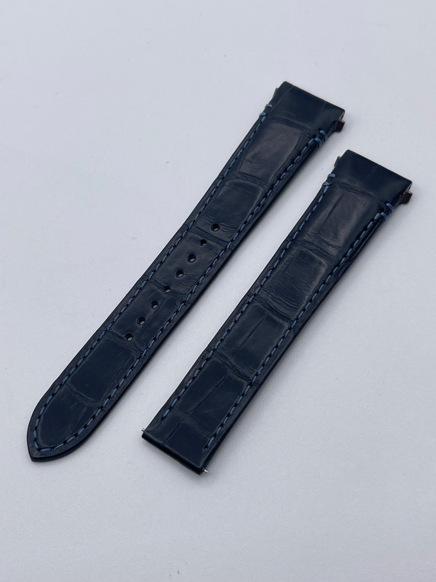 Cartier Santos cinturino orologio pelle alligatore blu ref KDATLAHA 19/16mm